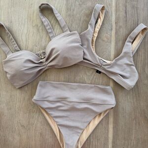 BEACH RIOT Size M tan 3 piece bikini